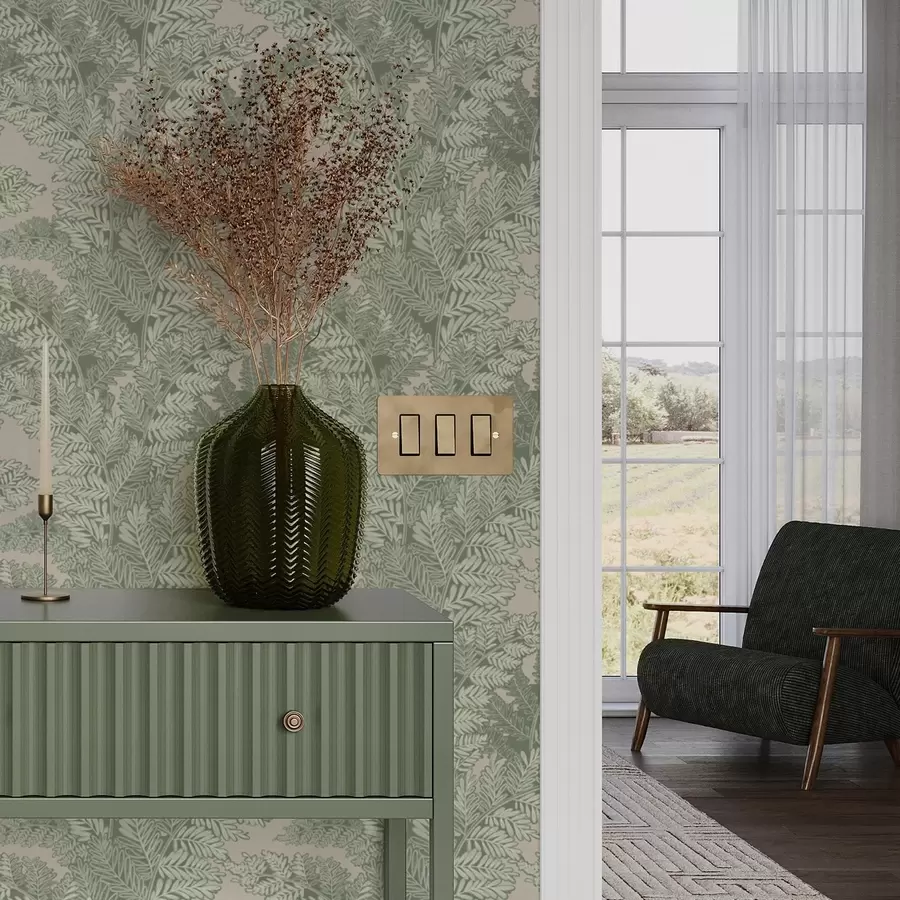 zidne murale Zeleni uzorak s listovima paprati a00345