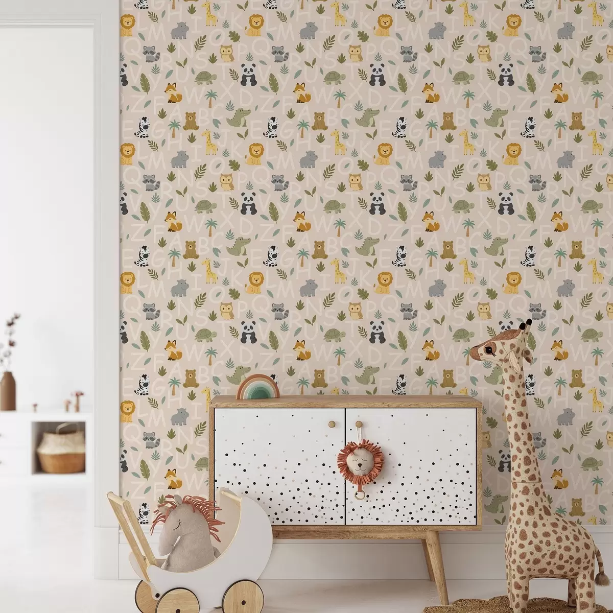 Pozadina Abeceda sa slatkim životinjama i biljkama za djecu a00400