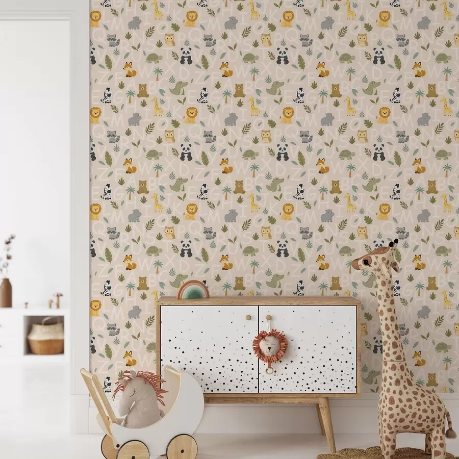 zidne murale Abeceda sa slatkim životinjama i biljkama za djecu a00400