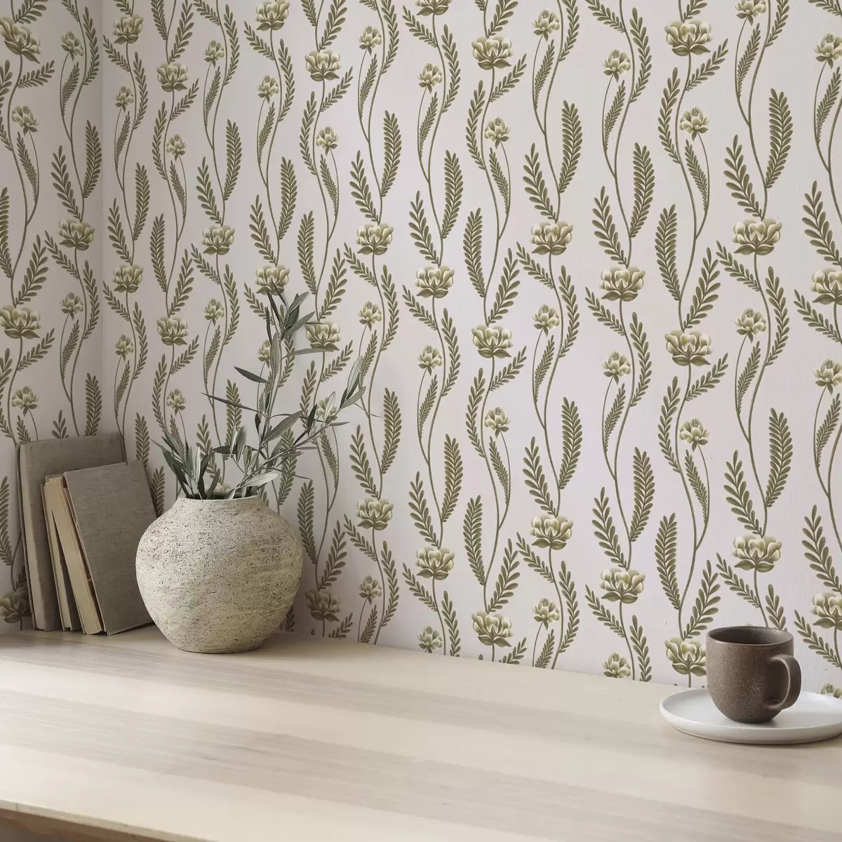 Pozadina Vertikalni ornament s bijelim cvijećem na ružičastoj pozadini a00476