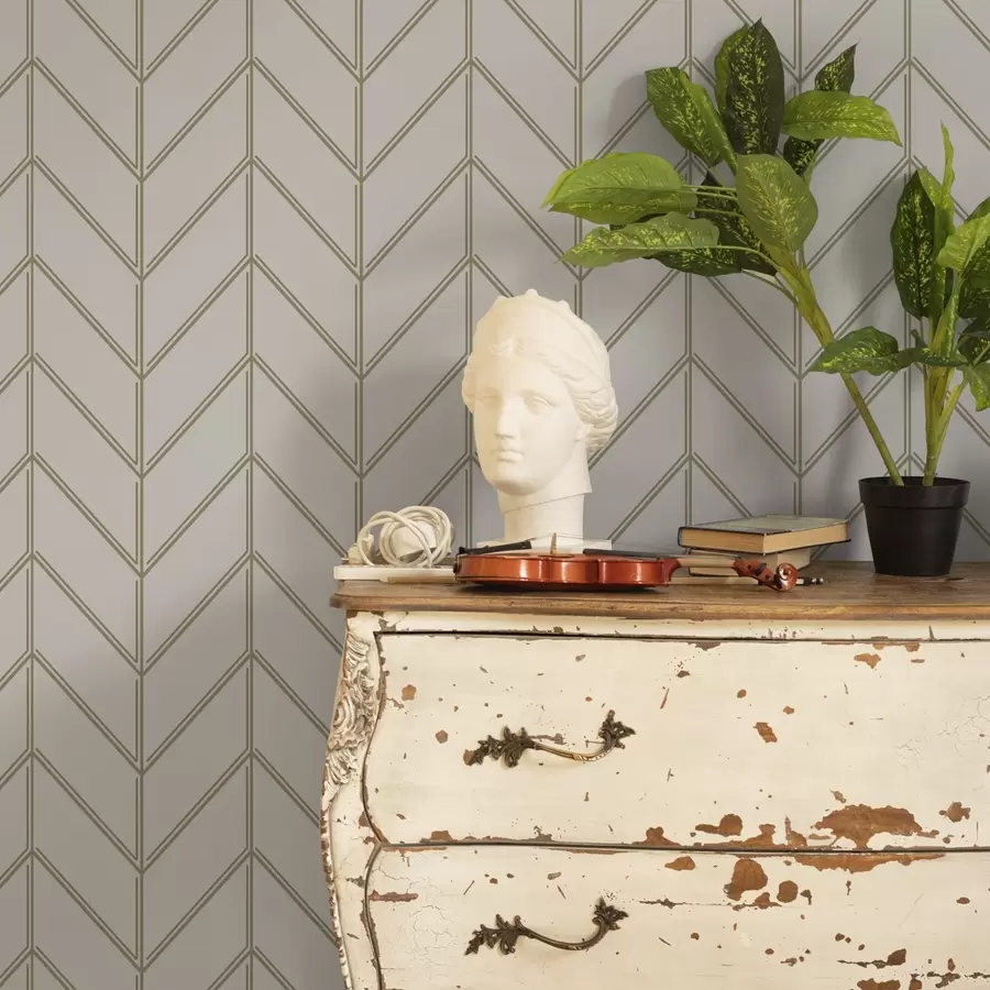 zidne murale Geometrija u obliku jelki s dvostrukim linijama a00488