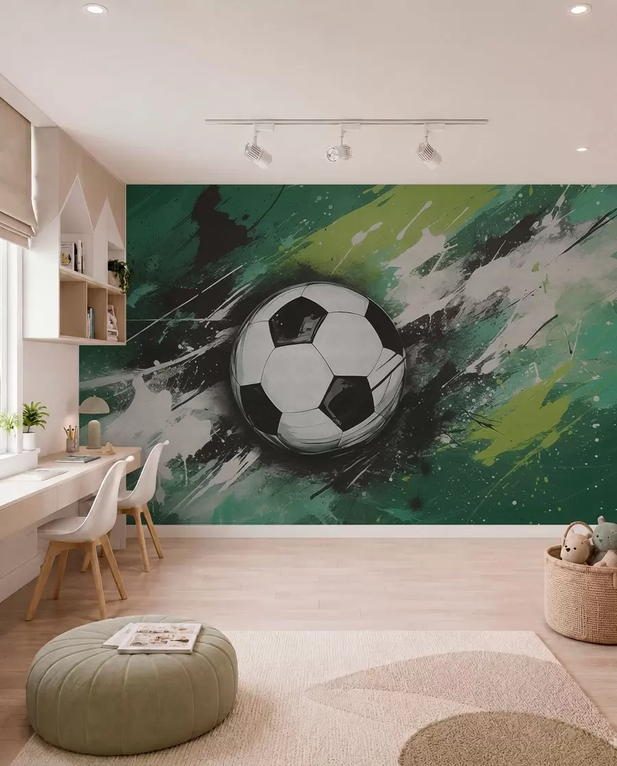 zidne murale Nogomet u zelenim potezima w04467