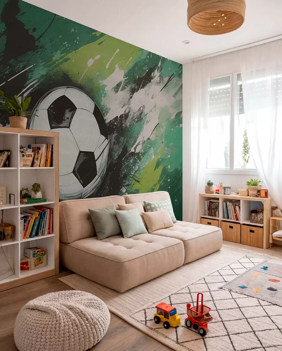 zidne murale Nogomet u zelenim potezima w04467