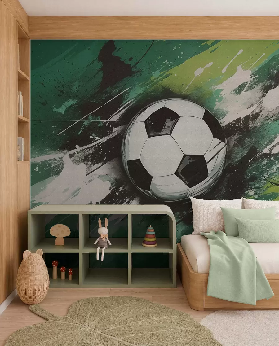 zidne murale Nogometna lopta s mutnim grafitima u pozadini w04467