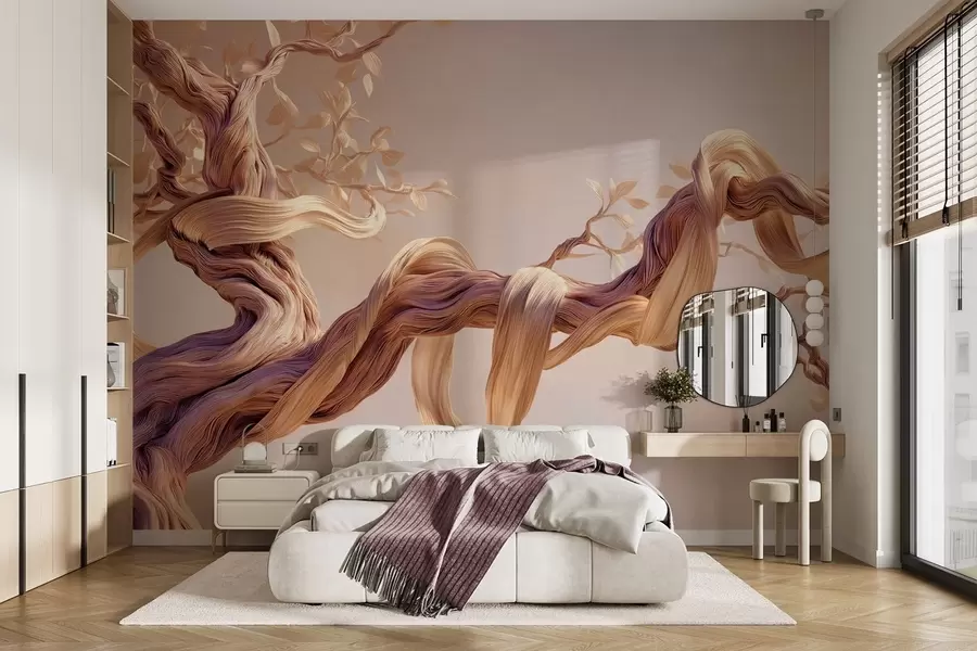 zidne murale Uvijeno deblo s ukrasnim lišćem w09360