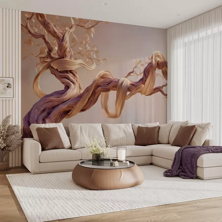 zidne murale Uvijeno deblo s ukrasnim lišćem w09360