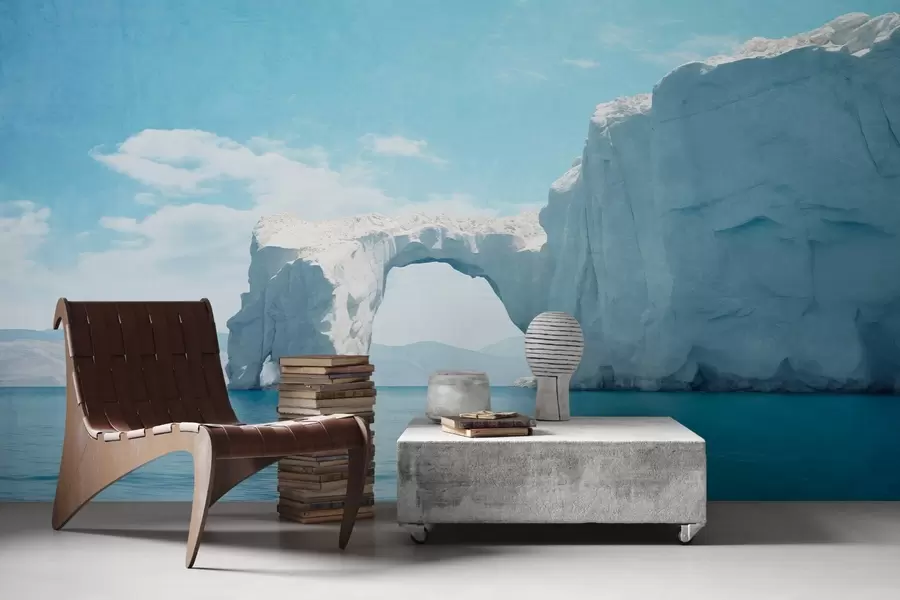 zidne murale Pejzaž s prirodnim ledenim mostom preko oceana, čisto plavo nebo s nekoliko oblaka, teksturirani otisak w09383