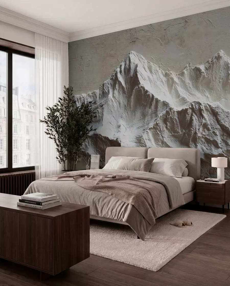 zidne murale Reljefne planine u svijetlim tonovima s teksturom w04396