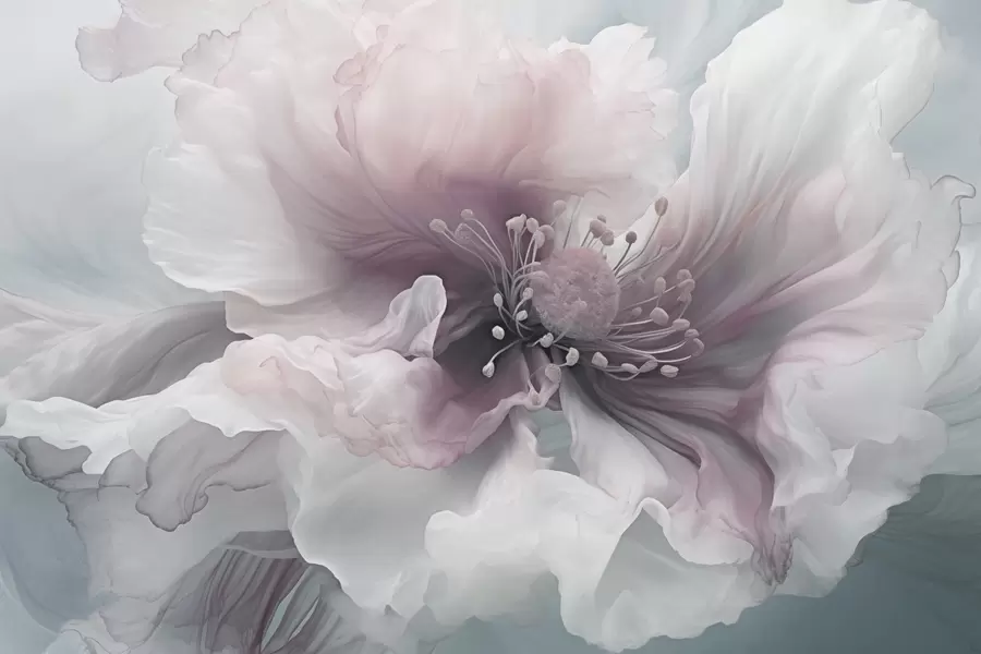 zidne murale Nježan cvijet s ružičastim i bijelim laticama w04446