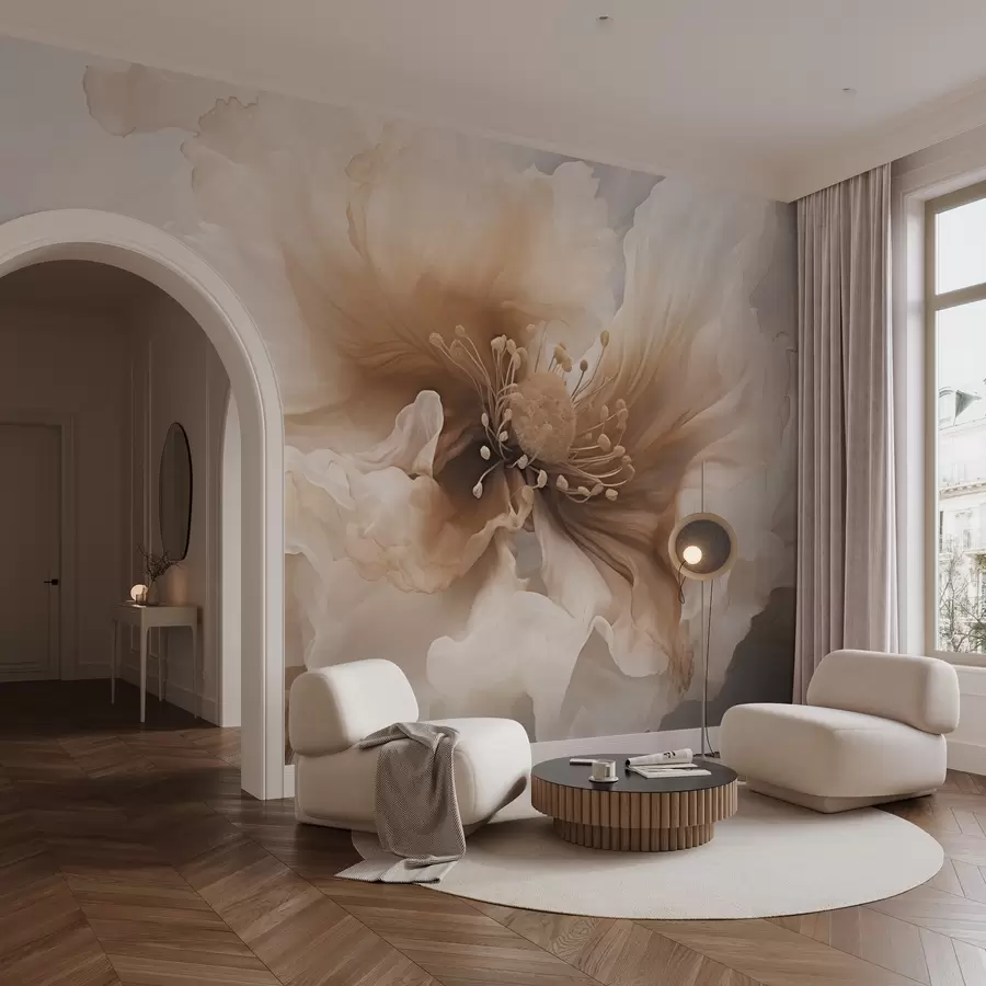 zidne murale Nježan cvijet u toplim bež tonovima w04446v1