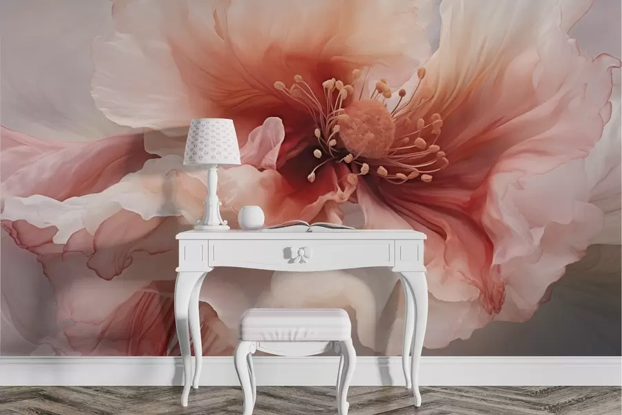 zidne murale Veliki cvijet u crvenim i ružičastim tonovima w04446v2