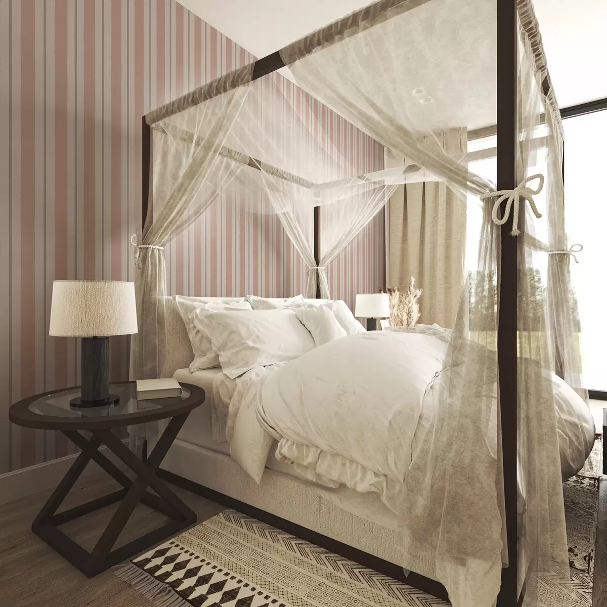 Pozadina Terakota-bež široke pruge sa sivkastim naglaskom a00513