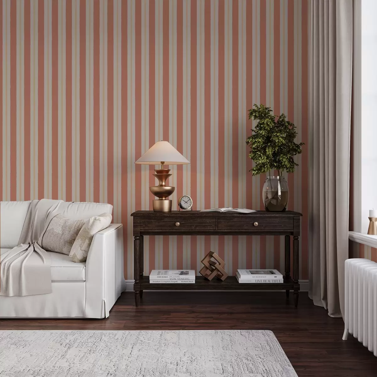 Pozadina Svijetle terakota pruge s bež akcentima a00515