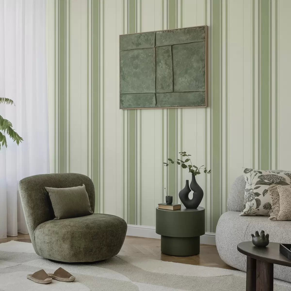 Pozadina Krem pozadina sa širokom zelenom središnjom prugom a00519