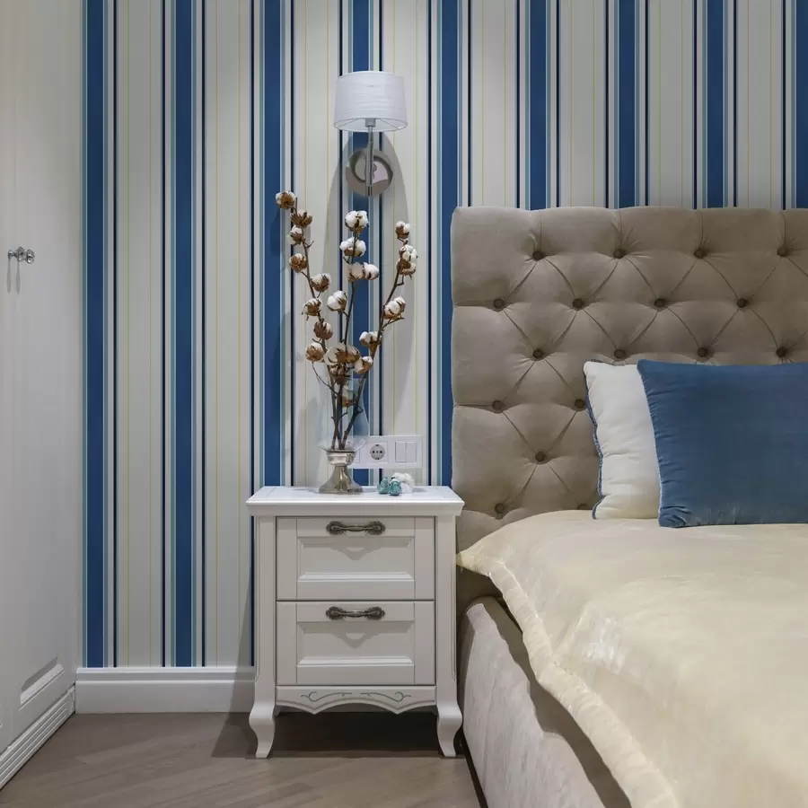 zidne murale Široke plave pruge s tankim žutim linijama a00522