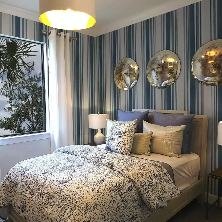 zidne murale Plave pruge s bijelim prazninama a00525