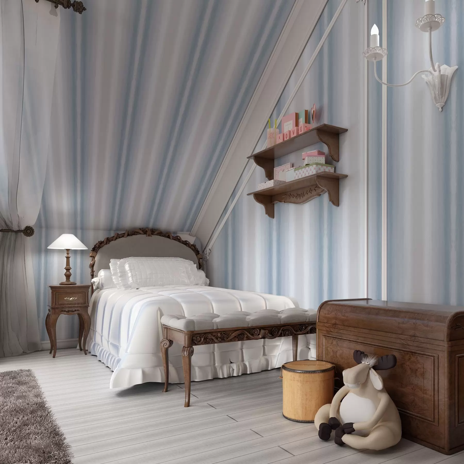 zidne murale Široke pruge u hladnim plavo-sivim tonovima a00551