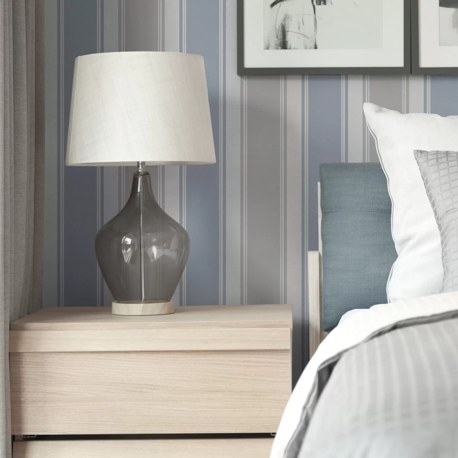 zidne murale Kombinacija sivih i plavih širokih pruga a00557