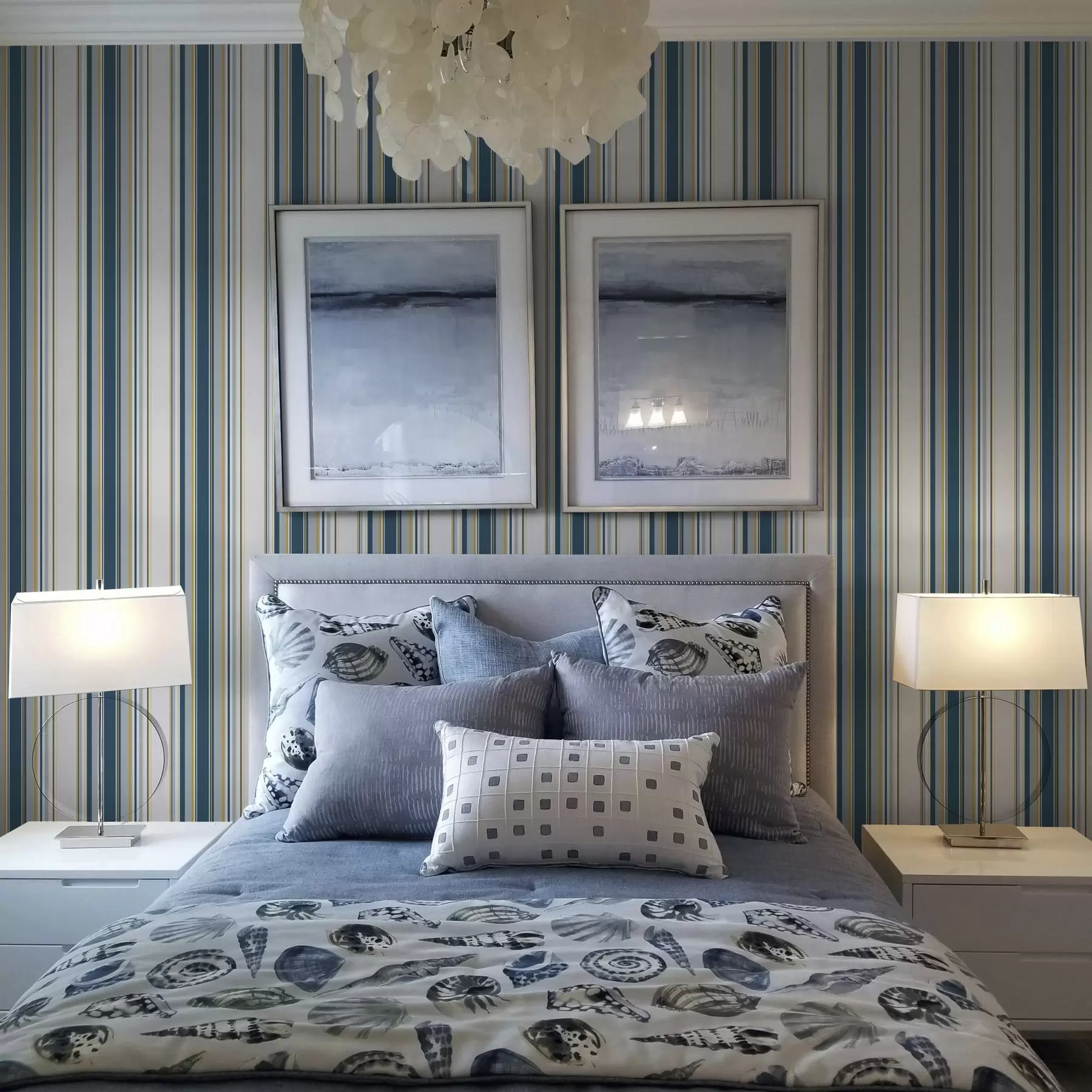 zidne murale Kontrastne plave i žute pruge na bijeloj pozadini a00566