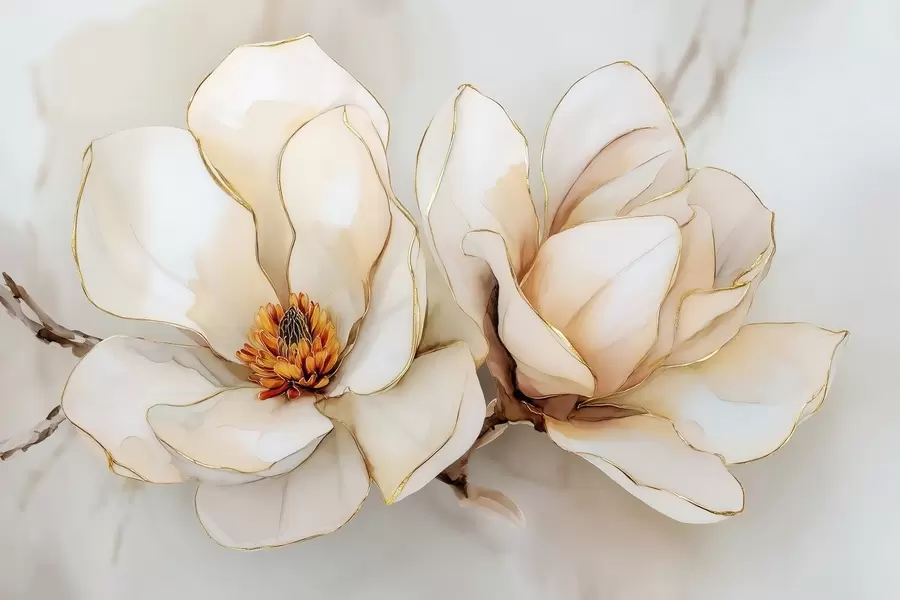 zidne murale Veliki svijetli cvjetovi magnolije s mekim laticama w09308