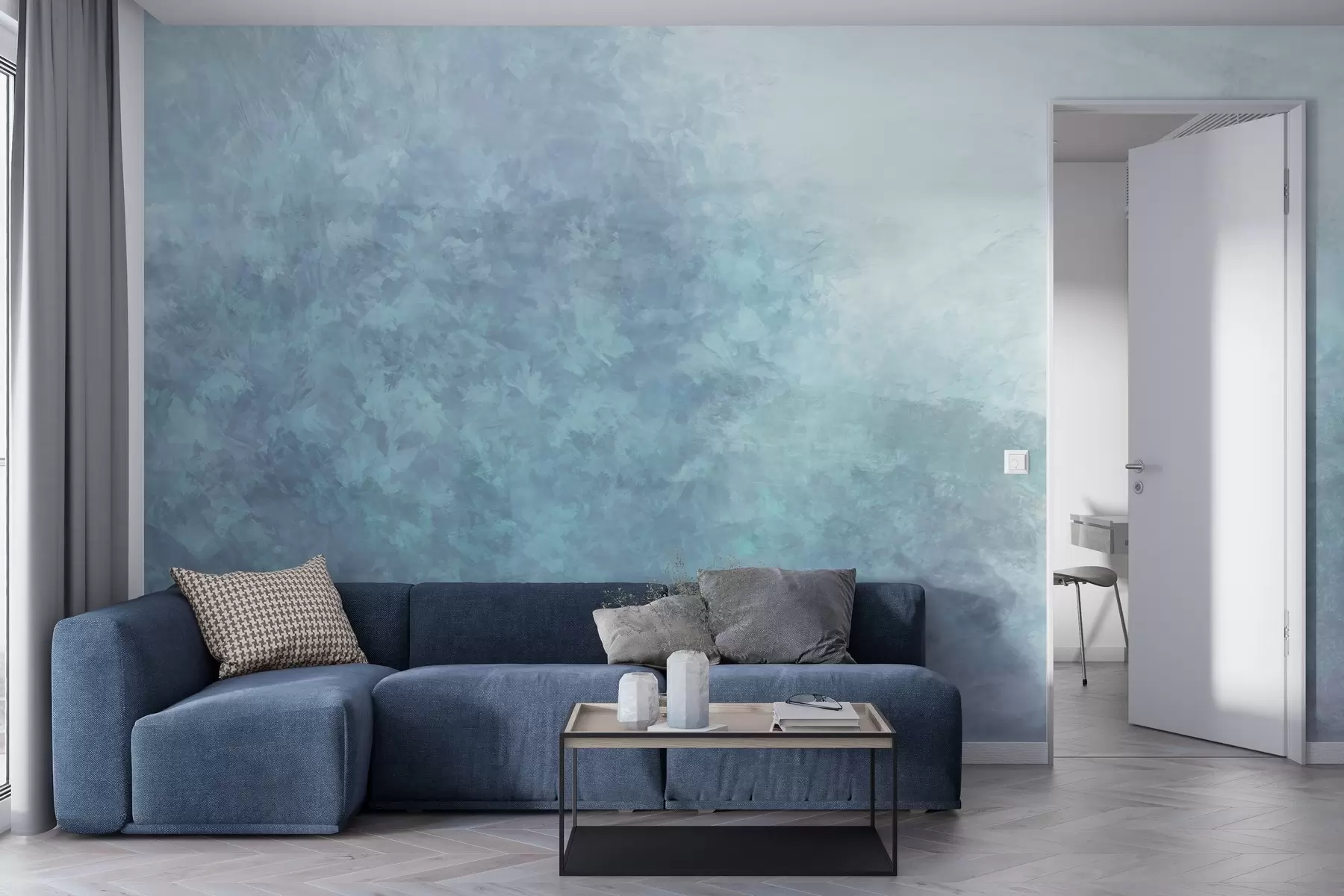 zidne murale  Imitacija lišća na betonskom zidu w04468v1