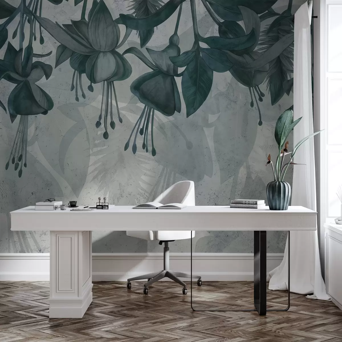 zidne murale Viseće cvijeće u grunge stilu w04472v1