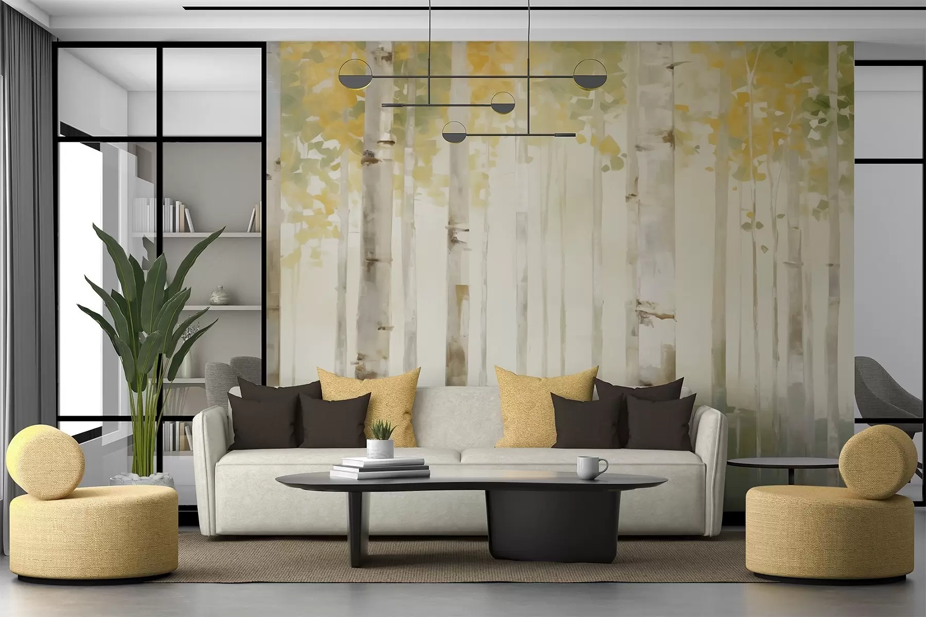 zidne murale Šuma breze w04520