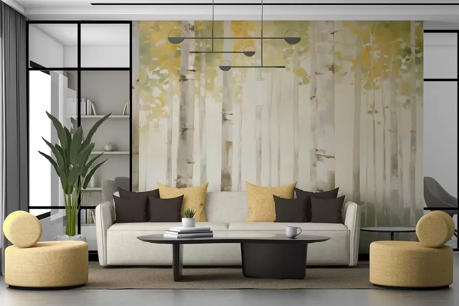 zidne murale Šuma breze w04520