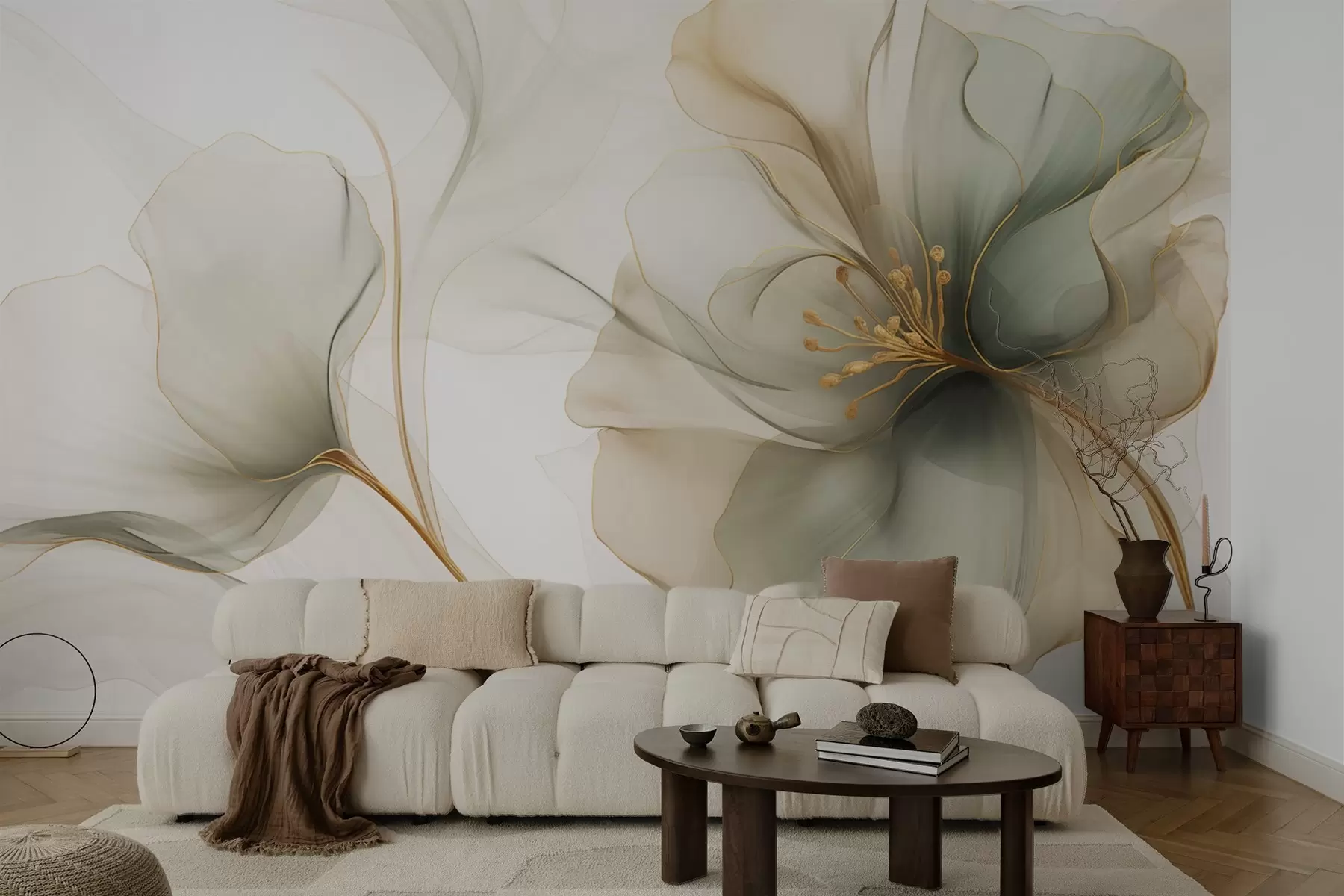 zidne murale Nježan cvijet s prozirnim laticama w04553