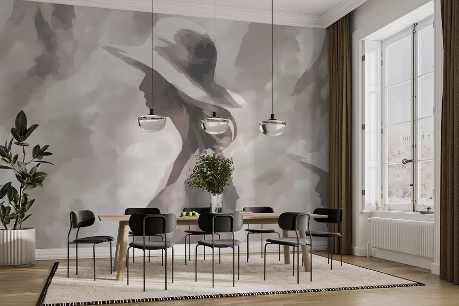 zidne murale Djevojka u šeširu w04561