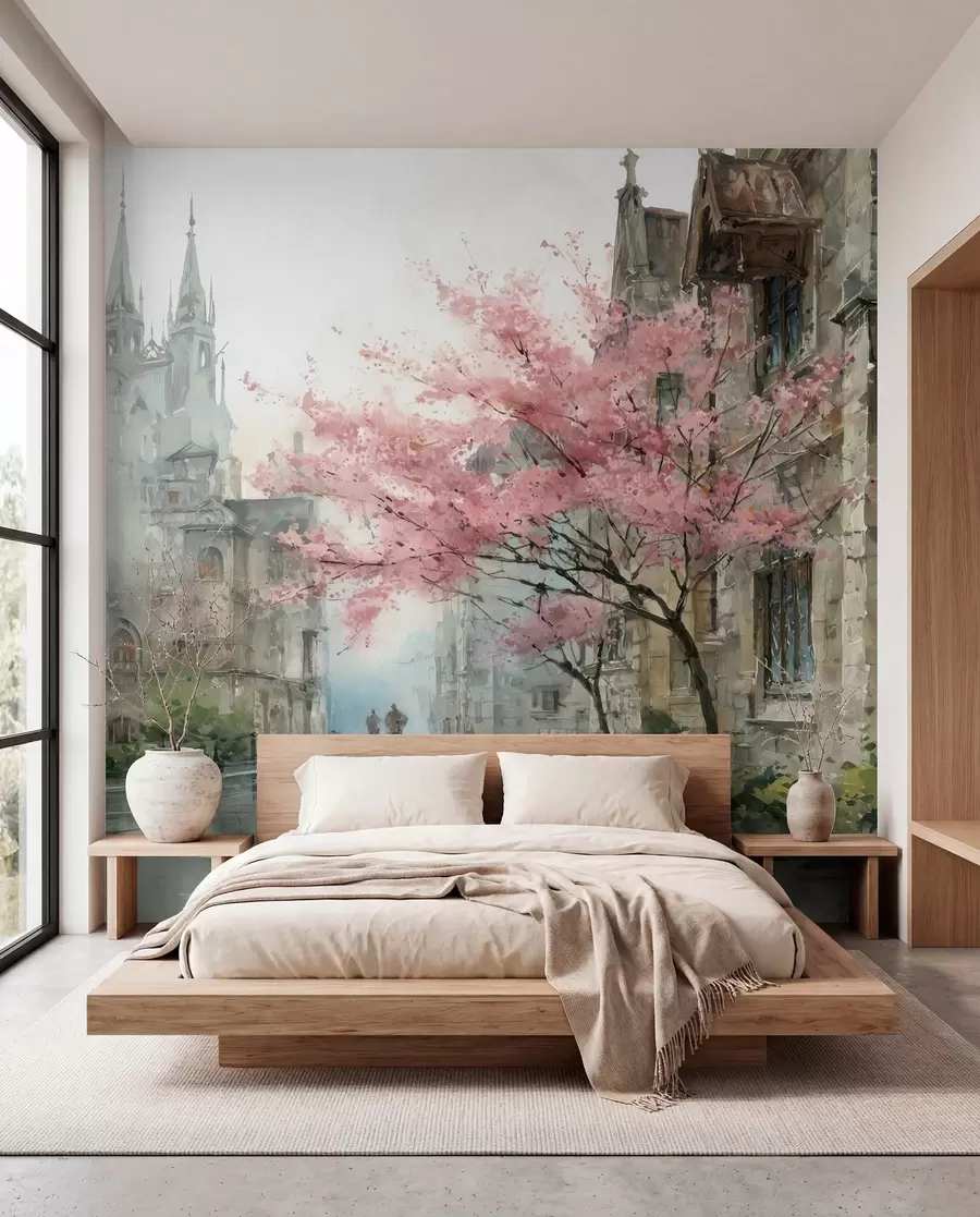 zidne murale gradski slika u akvarelu w04500