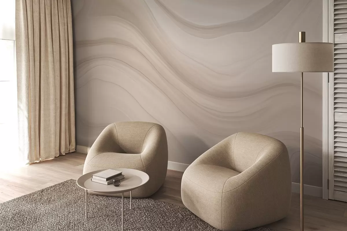 zidne murale Svijetlo bež apstrakcija s mekim valovima w04257