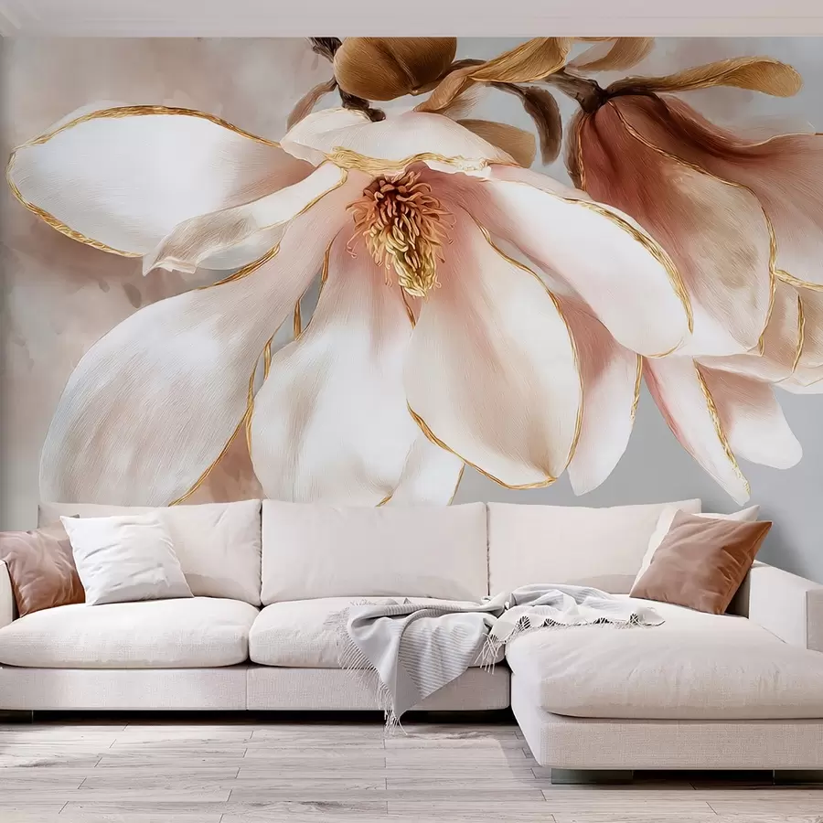 zidne murale Cvjetajuća magnolija u pastelnim tonovima w09387