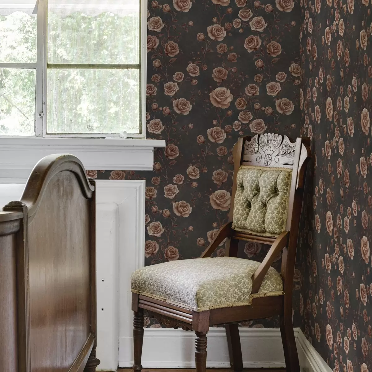 Pozadina Starinske ruže na grafitnoj pozadini, terakotna paleta a00497v1