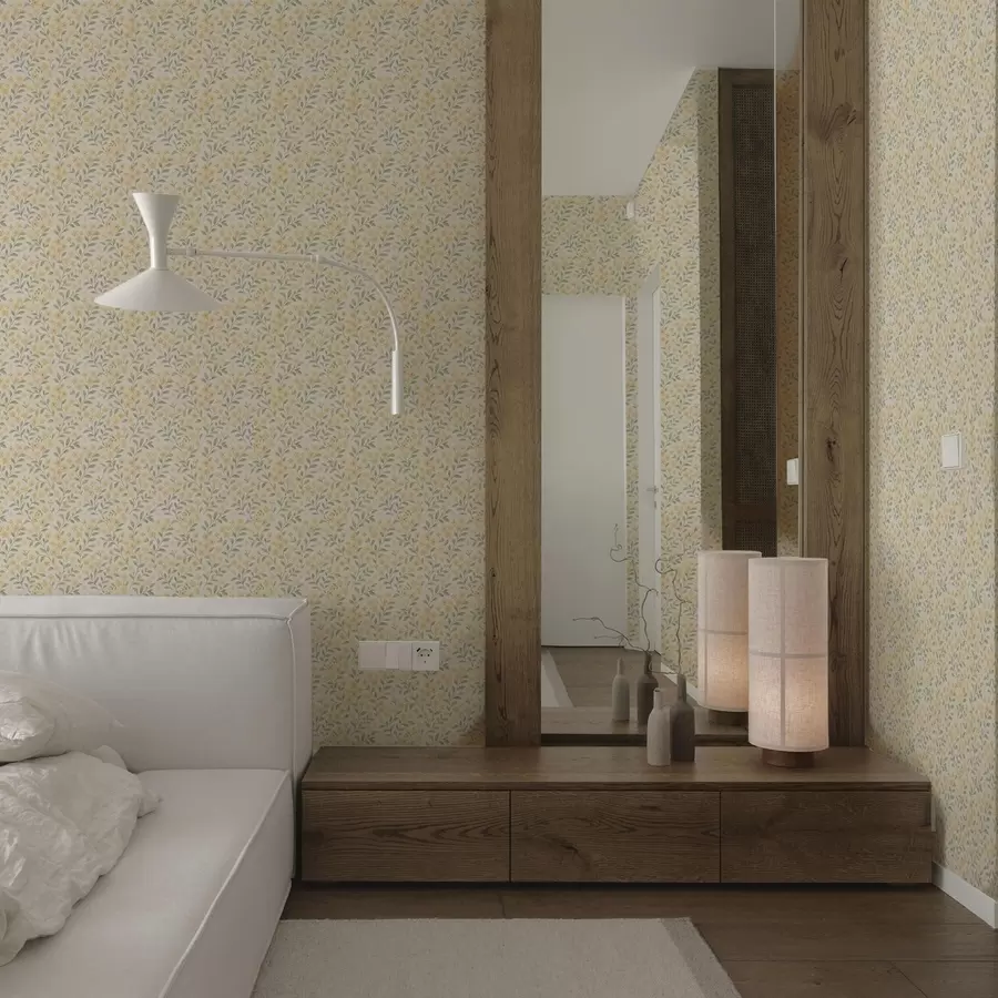 zidne murale Akvarel žutog cvijeća na svijetloj pozadini a00570