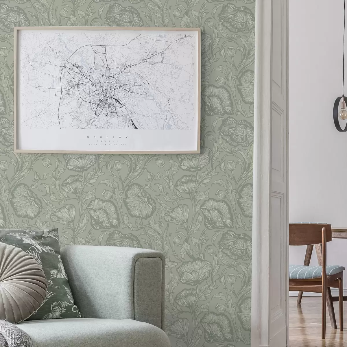 Pozadina Lineart makovi na sivozelenoj pozadini a00572v1