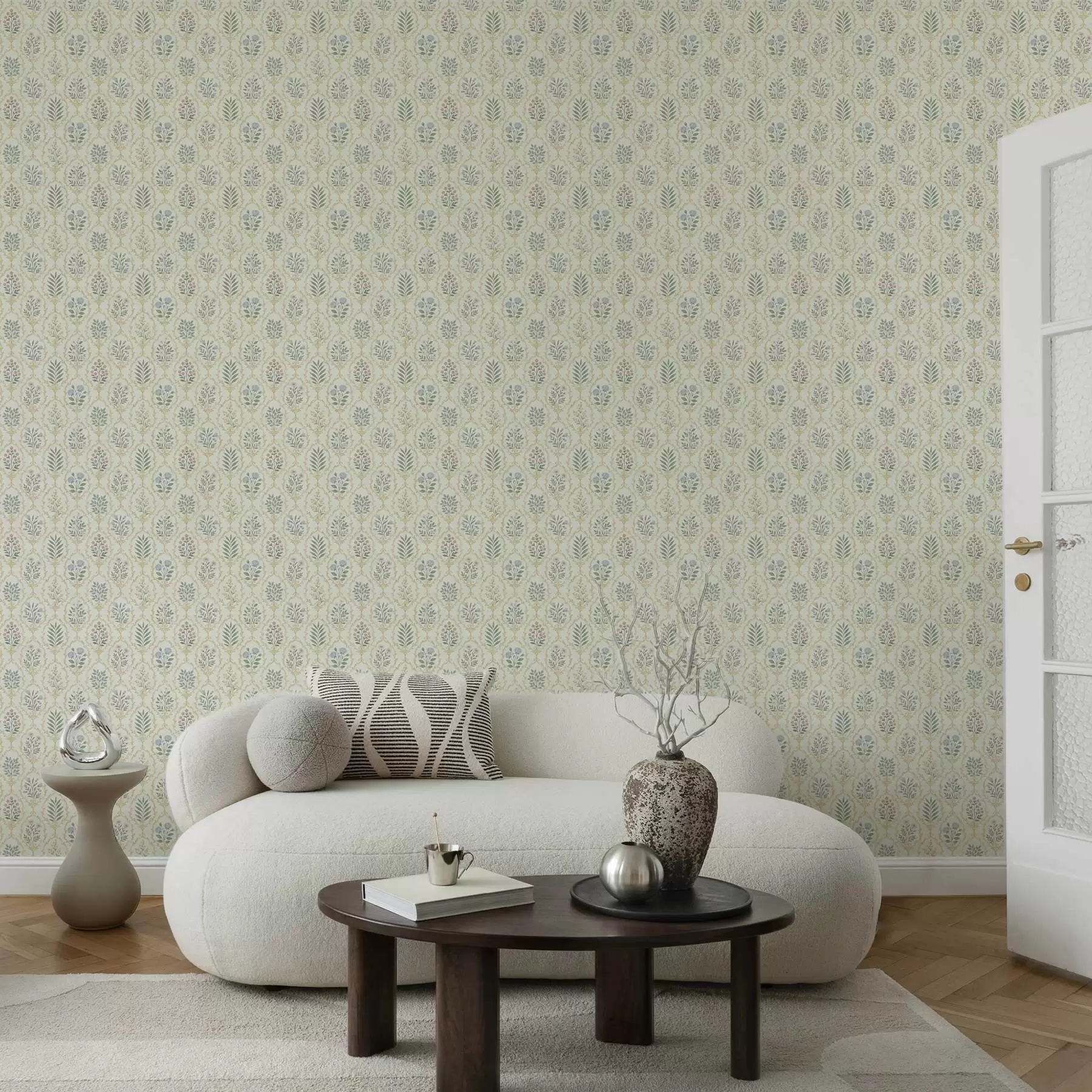 zidne murale Botanički medaljoni u rešetki, pastelni tonovi a00579