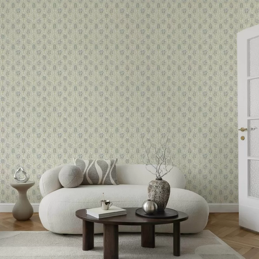 zidne murale Botanički medaljoni u rešetki, pastelni tonovi a00579