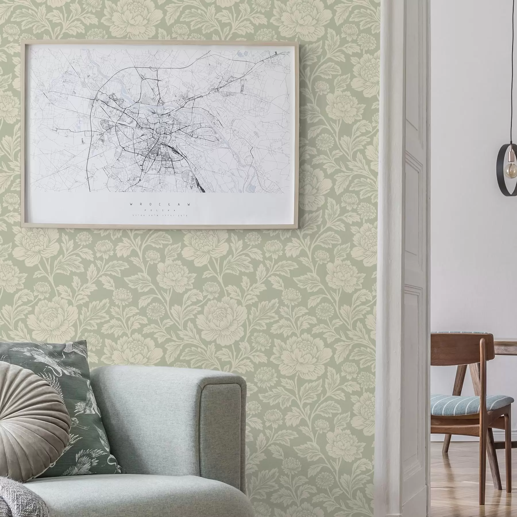 zidne murale Veliki linijski crteži božura na kaduljinoj pozadini a00582