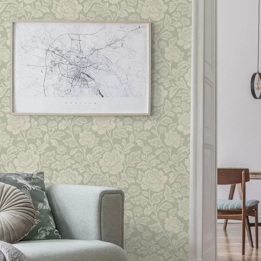 zidne murale Veliki linijski crteži božura na kaduljinoj pozadini a00582