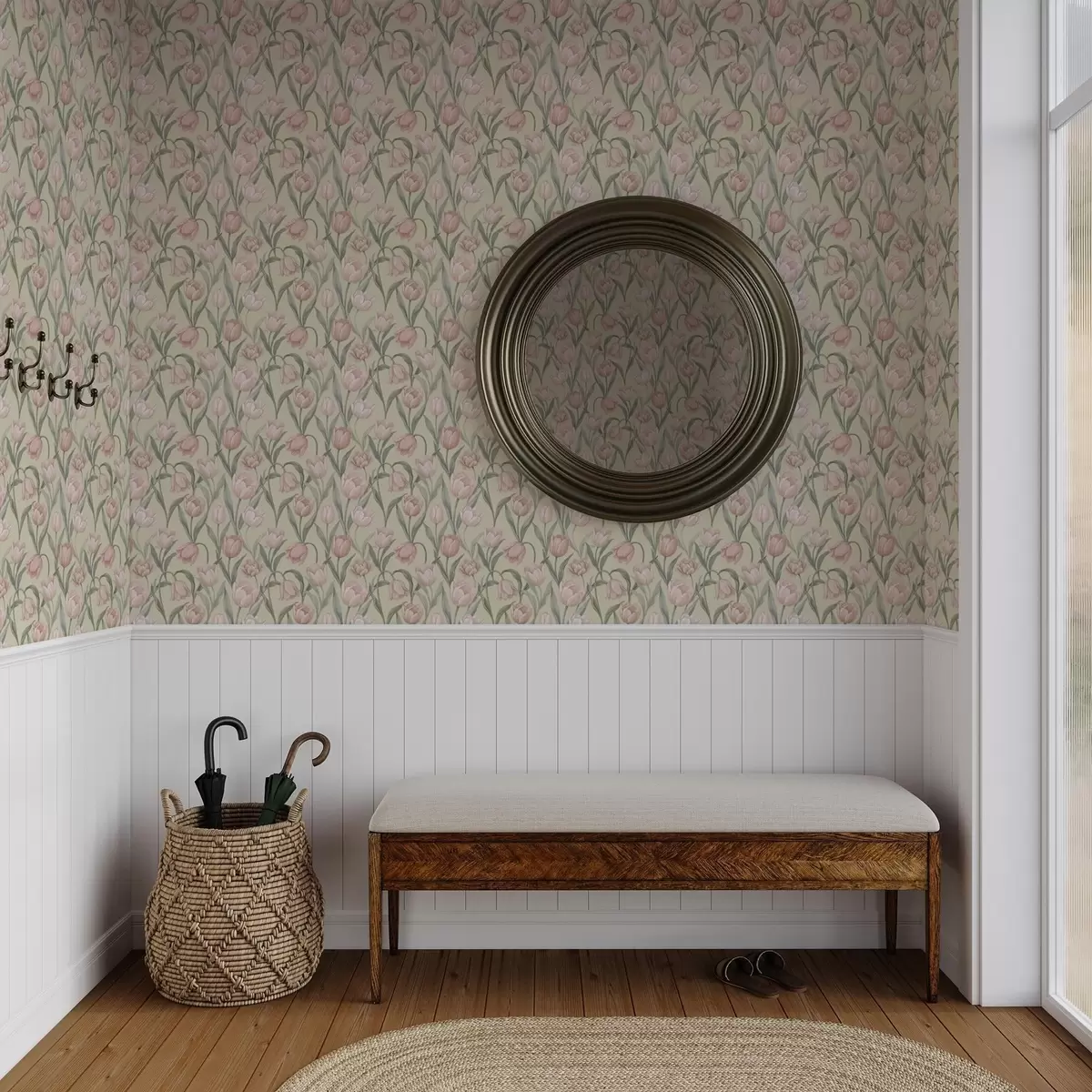 Pozadina Nježno ružičasti tulipani na nježnoj bež pozadini a00589