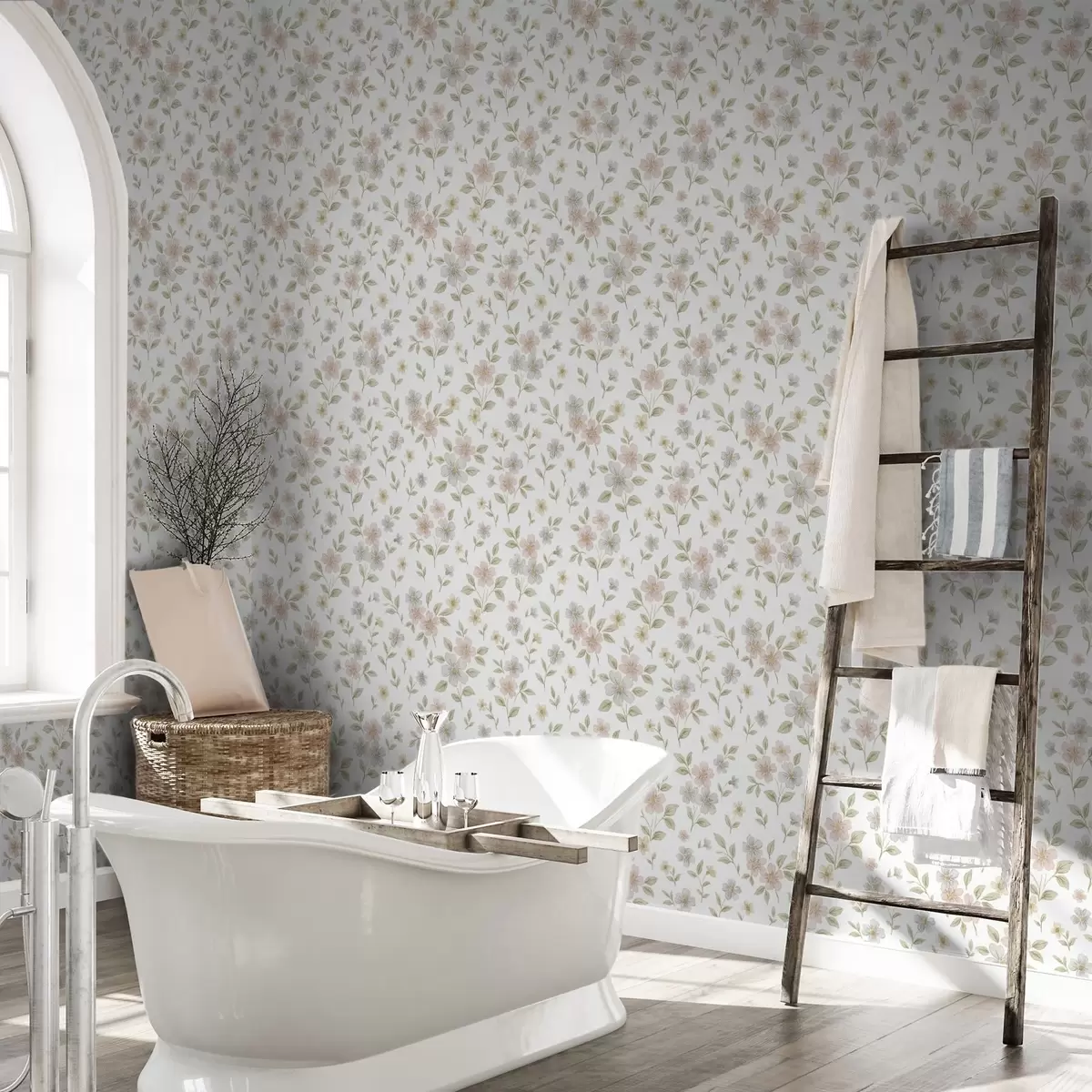 Pozadina Mali akvarelni cvjetovi u pastelnim bojama na bijeloj podlozi a00596v1