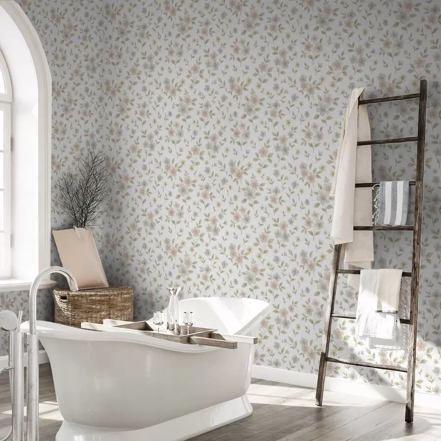 zidne murale Mali akvarelni cvjetovi u pastelnim bojama na bijeloj podlozi a00596v1