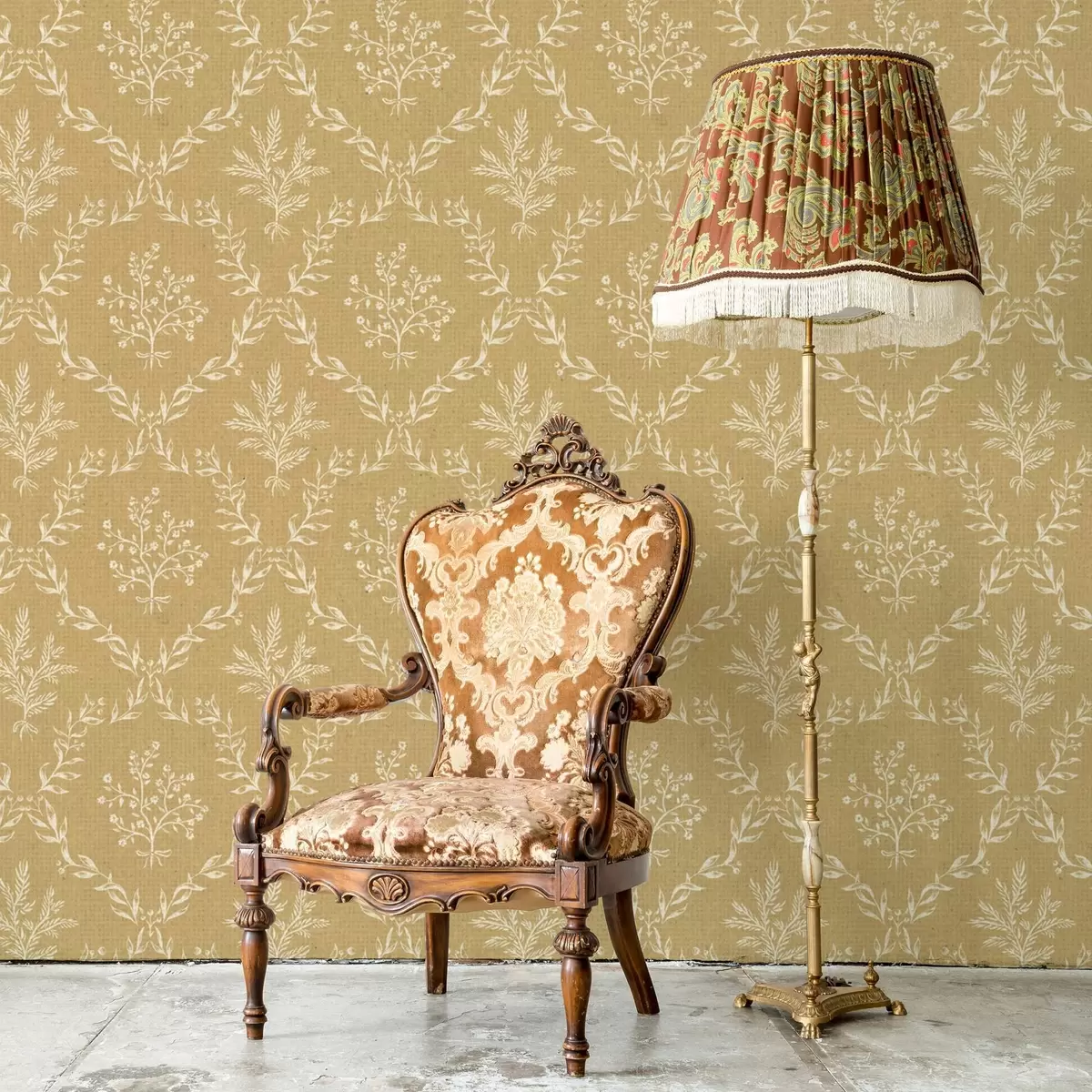 Pozadina Bijeli vijenci od bilja i cvijeća na tlu od gorušice a00599