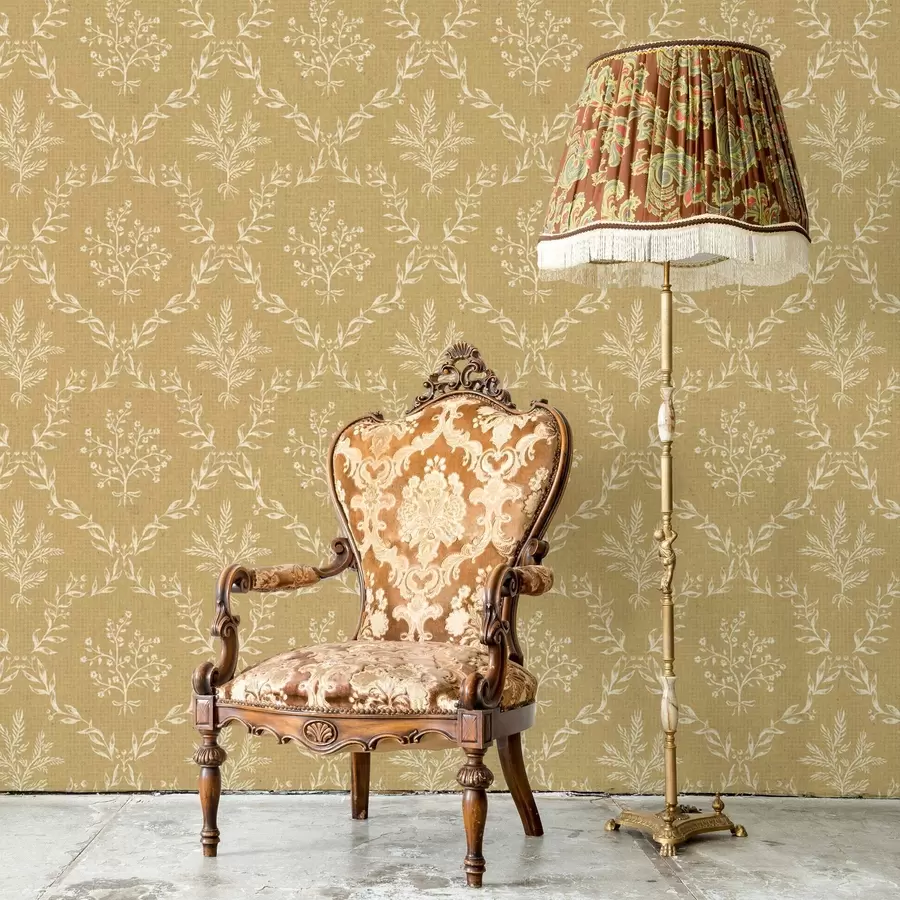 zidne murale Bijeli vijenci od bilja i cvijeća na tlu od gorušice a00599