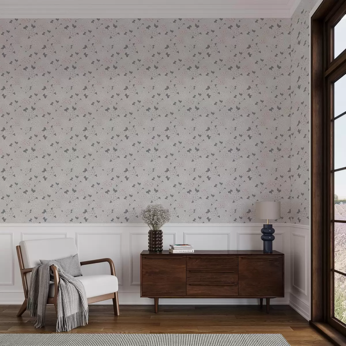 Pozadina Prozračni cvjetovi na svijetloj pozadini, nježni ružičasto-sivi tonovi a00600