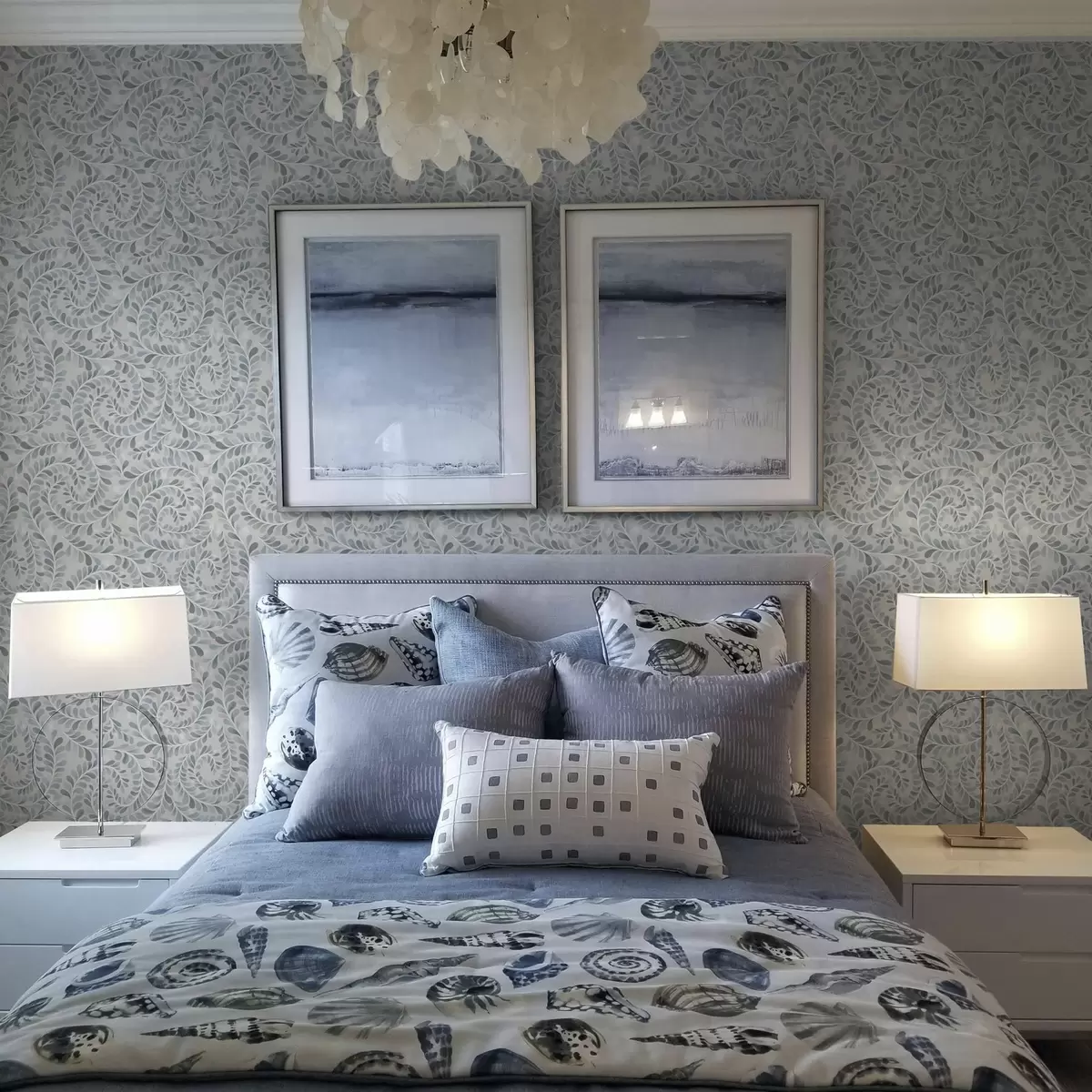 Pozadina Spiralni listovi u plavo-sivo-zelenoj paleti a00602