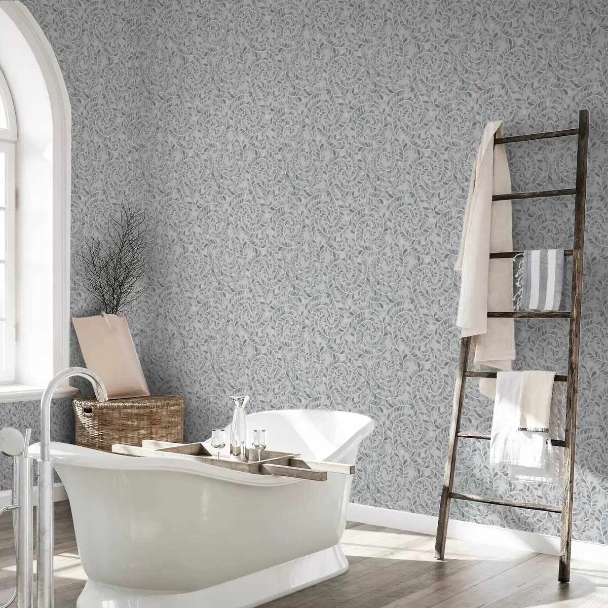 Pozadina Spiralni listovi u plavo-sivo-zelenoj paleti a00602