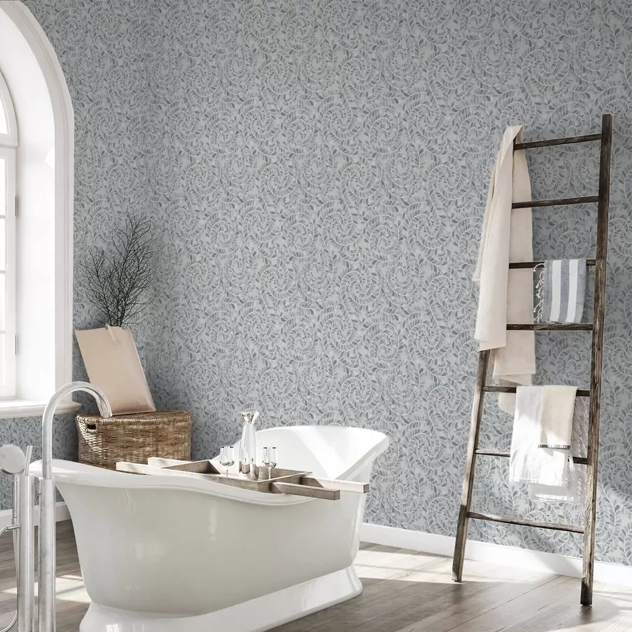 zidne murale Spiralni listovi u plavo-sivo-zelenoj paleti a00602