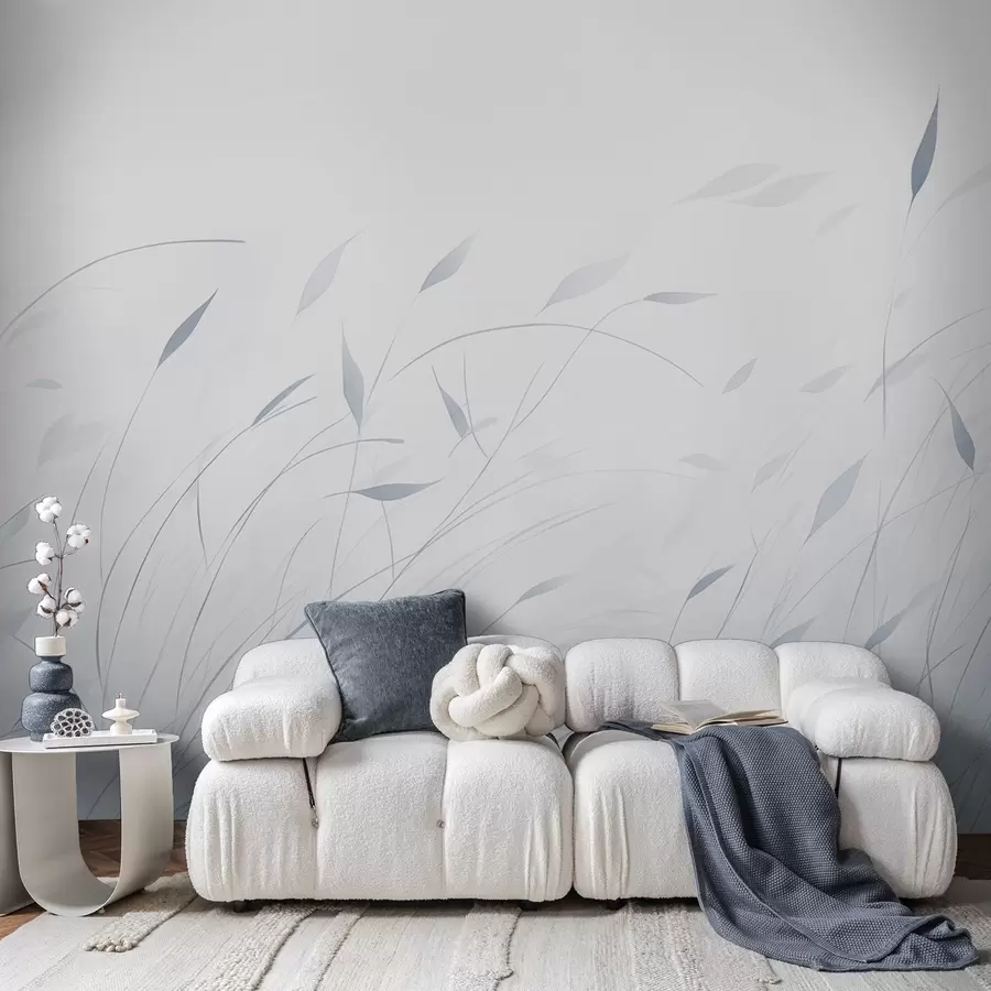 zidne murale Trava na vjetru u akvarelnom stilu u plavim nijansama w09331v2